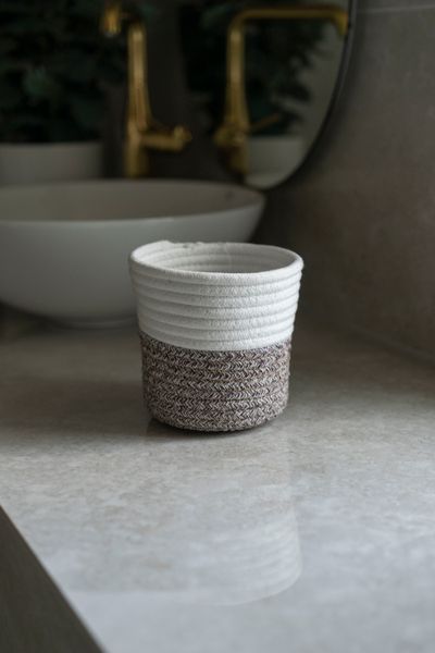 Huvudbild Bomullskorg 13x13cm - Vit/Grå