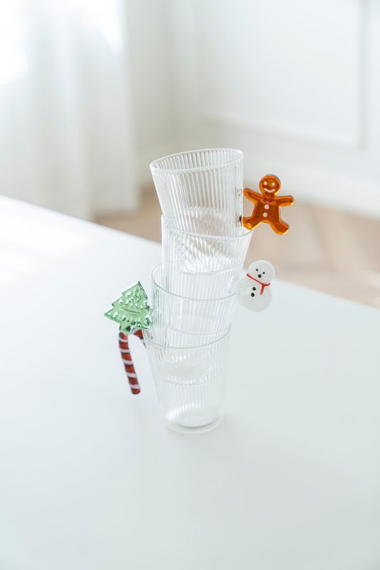 Tekopp - Glas Räfflor Pepparkaka