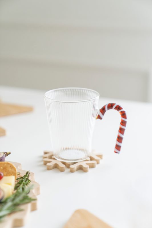 Tekopp - Glas Räfflor Candy Cane