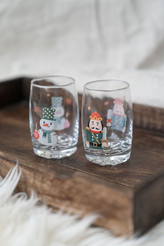 Jolly Vattenglas 2-pack - Snögubbe och Nötknäppare