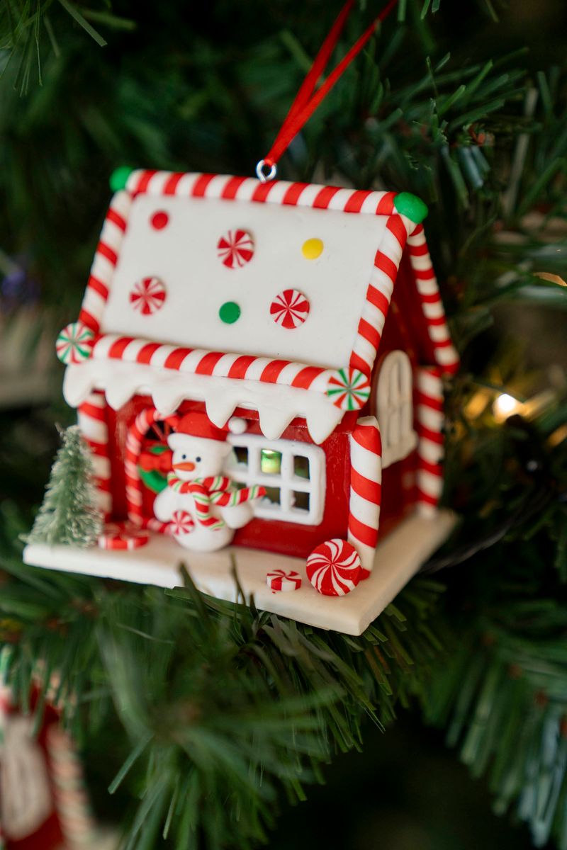 Julgranspynt - Pepparkakshus 9cm Snögubbe