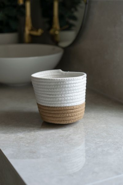 Huvudbild Bomullskorg 13x13cm - Vit/Brun