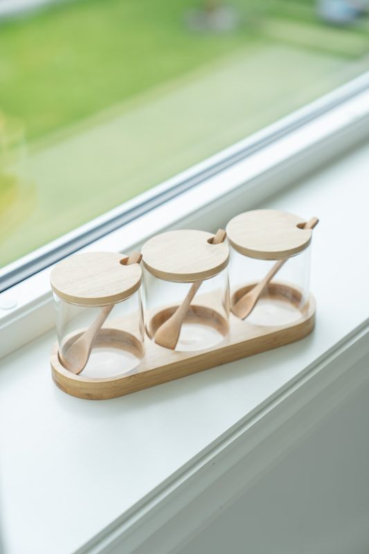 Glasburkar med sked – set med 3 burkar