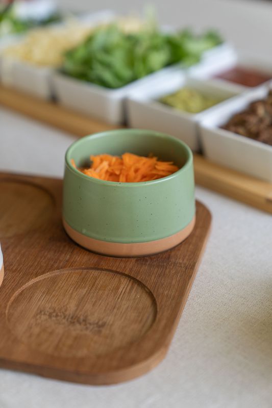 Serveringsset mörk bambu – fyrkantigt