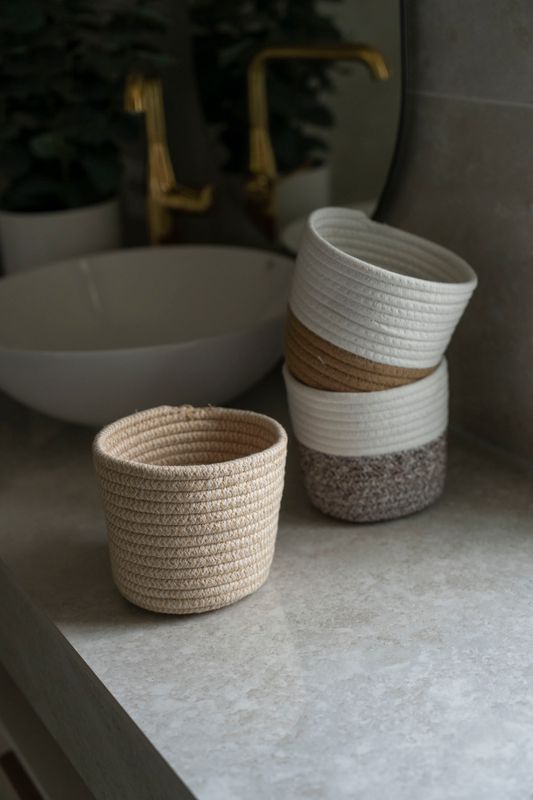 Bomullskorg 13x13cm - Beige