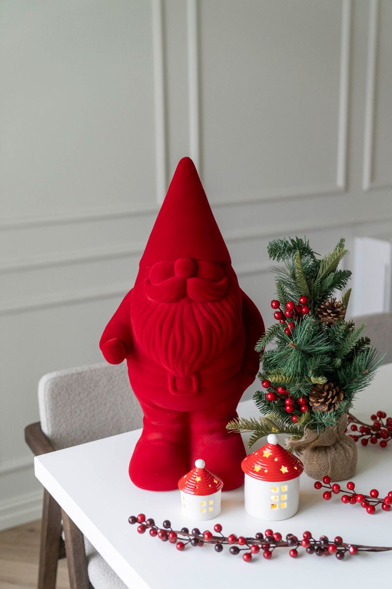 Velour Tomte 56cm Röd