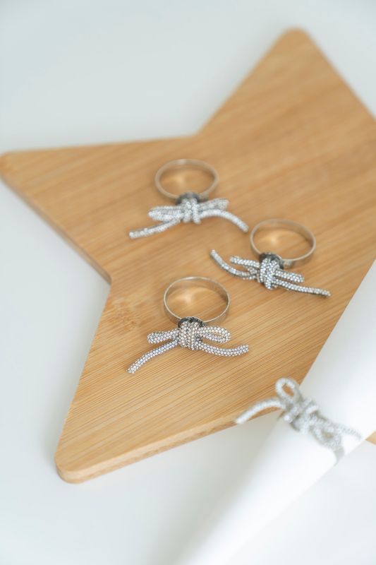 Servettring 4pk - Rosett Silver