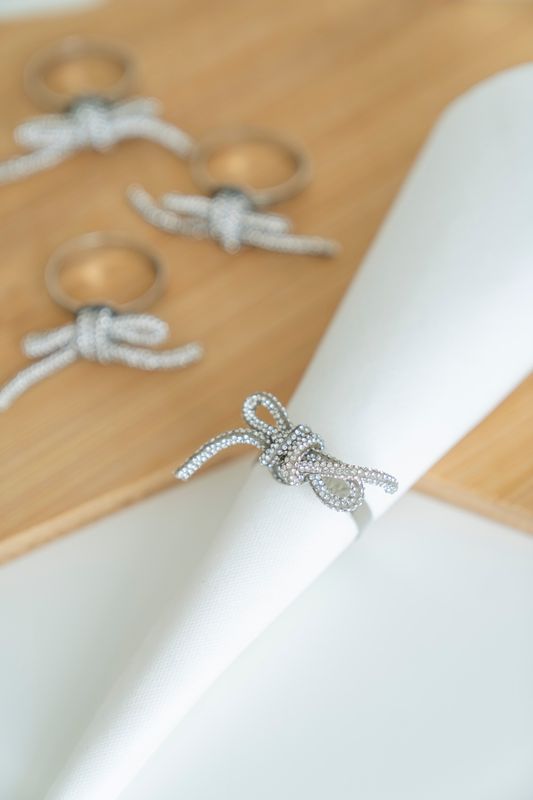 Servettring 4pk - Rosett Silver