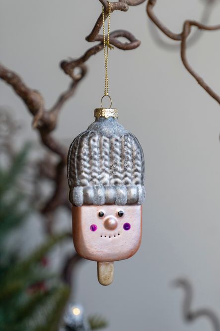 Hovedbilde Julgranspynt - Glass med mössa Grå