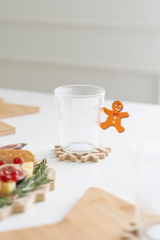 Tekopp - Glas Räfflor Pepparkaka