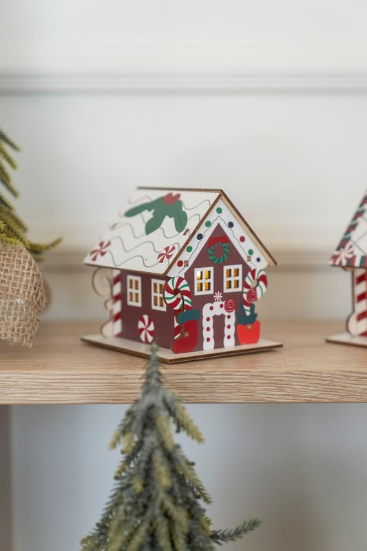 Trähus - Pepparkakshus 9cm Julsocka
