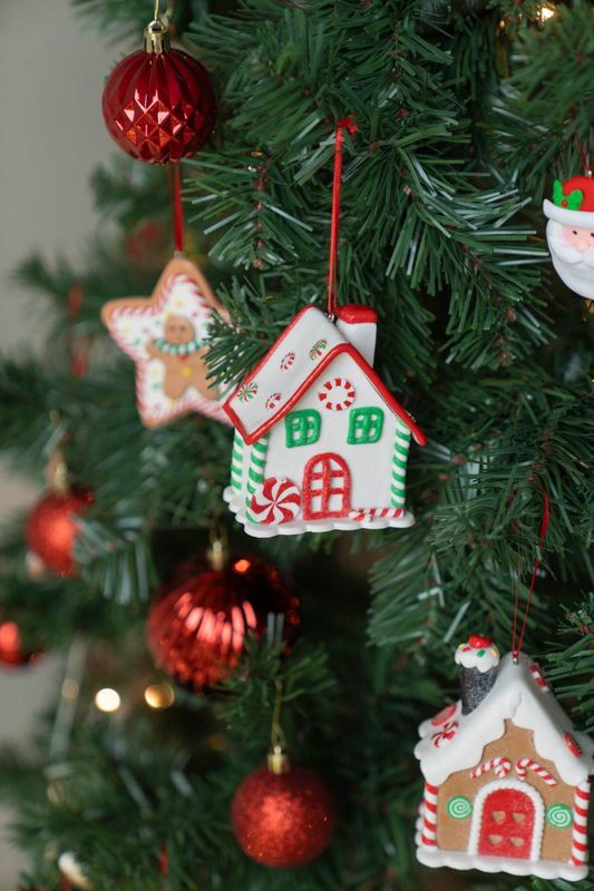 Julgranspynt - Pepparkakshus Vit Polkagris