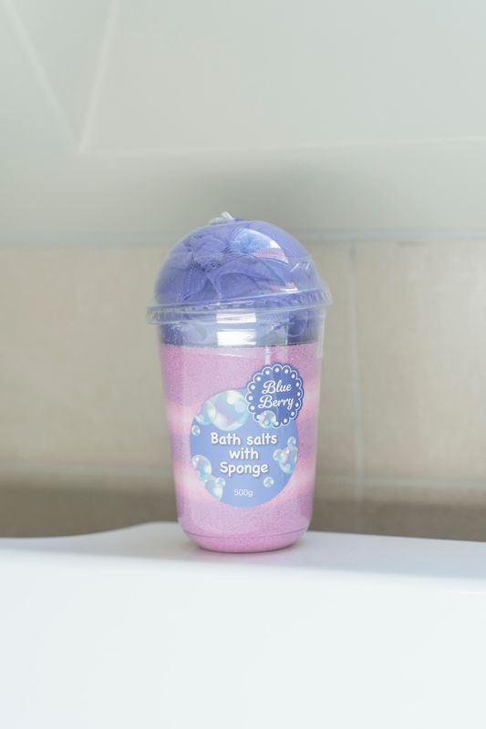 Badsalt m/loofah 500g - Blåbär